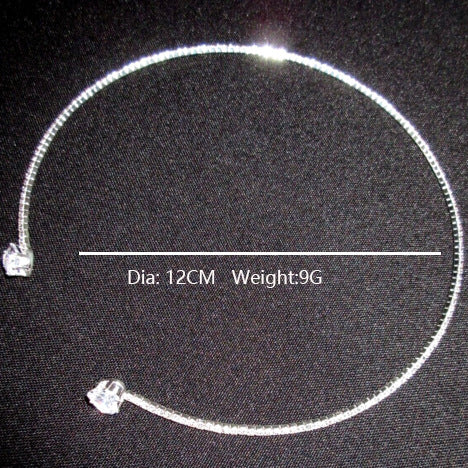 Rhinestone Heart Choker Necklace – Silver, Open Collar Design, Elegant & Simple Women’s Jewellery. - Trenvo