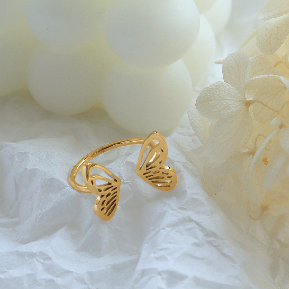 Adjustable Butterfly Ring – Titanium Steel, Electroplated Finish - Trenvo