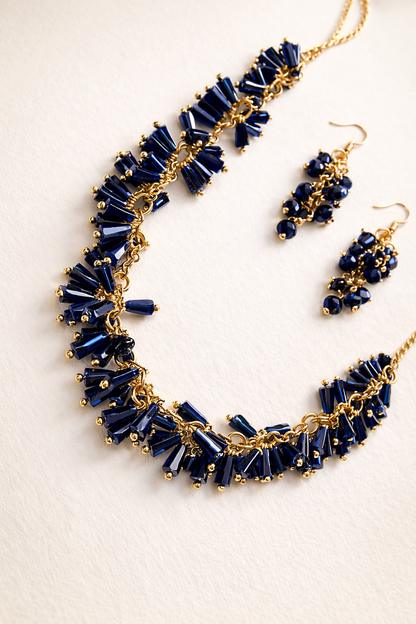 Midnight Blue Sparkle Necklace Set ✨ - Trenvo