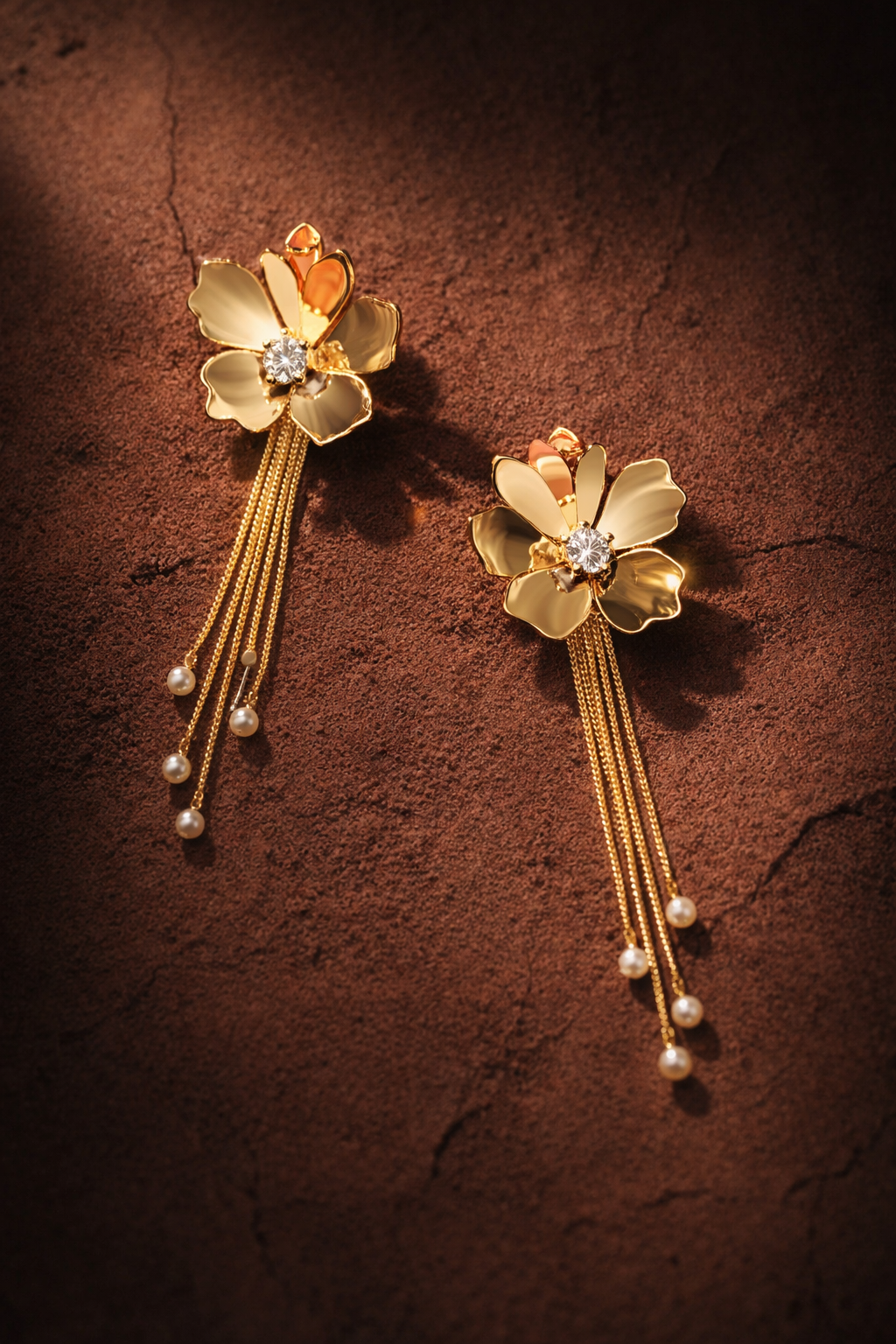 Golden Blossom Pearl Tassel Earrings – Anti-Tarnish Luxe ✨ - Trenvo