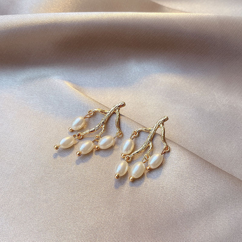 Pearl branch earrings earrings women - Trenvo