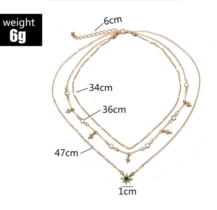 Multi-layer star pendant necklace handmade alloy necklace - Trenvo