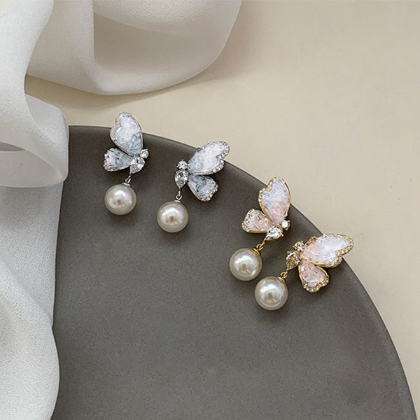 Butterfly Crystal-Encrusted Earrings – Elegant & Stylish - Trenvo