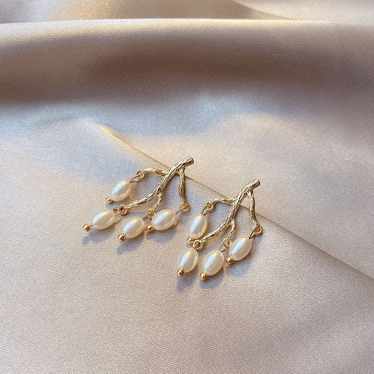 Pearl branch earrings earrings women - Trenvo