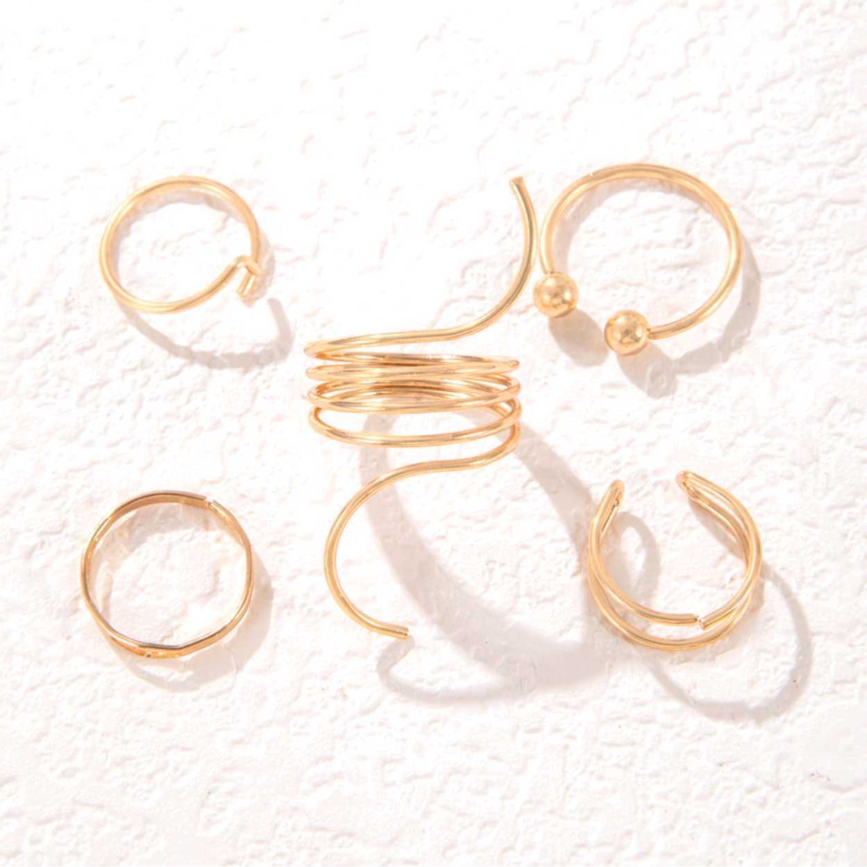 Women's Simple Gold Alloy Ring Set – Elegant Line Design - Trenvo