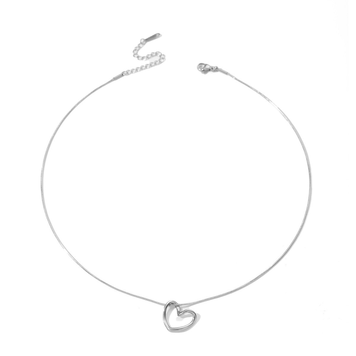 Stainless Steel Hollow Heart Pendant Necklace – Elegant, Trendy Clavicle Chain for Women & Girls. - Trenvo