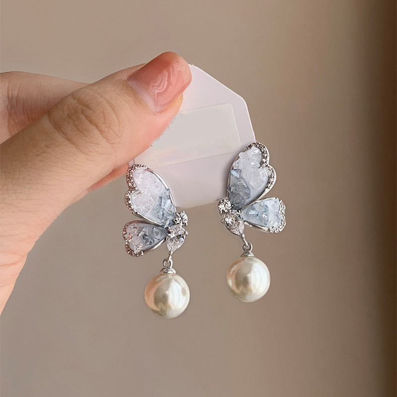 Butterfly Crystal-Encrusted Earrings – Elegant & Stylish - Trenvo