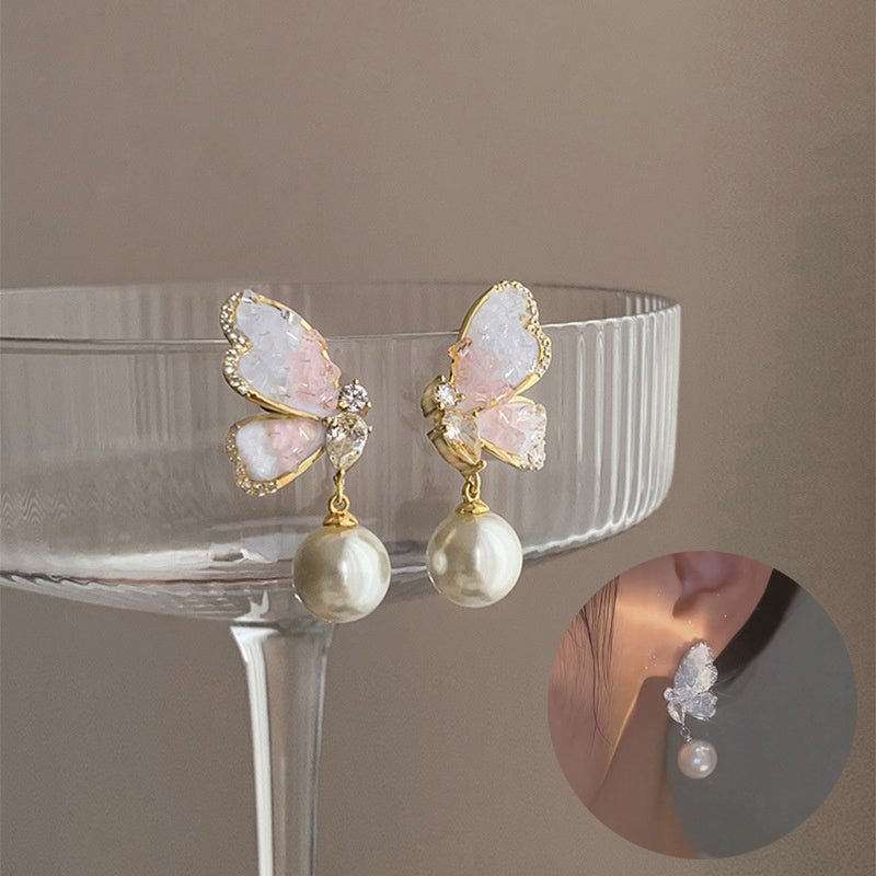 Butterfly Crystal-Encrusted Earrings – Elegant & Stylish - Trenvo